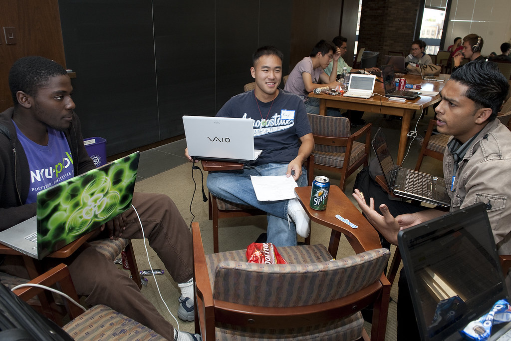 Team working together on laptops