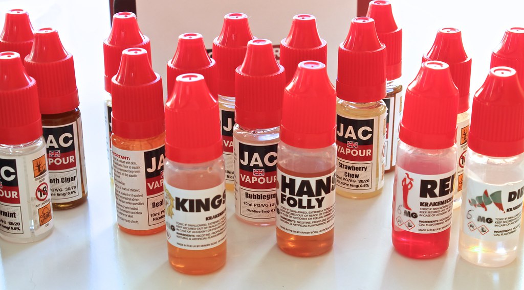 Bottles of e-liquid